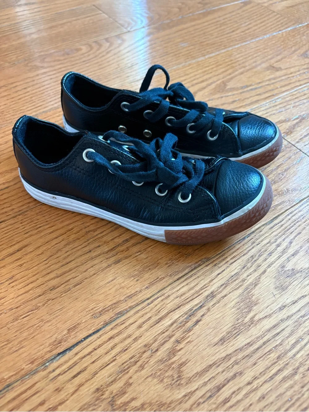 Converse All Star Low Top Black Leather Sneakers Toddler Kids Size 13
